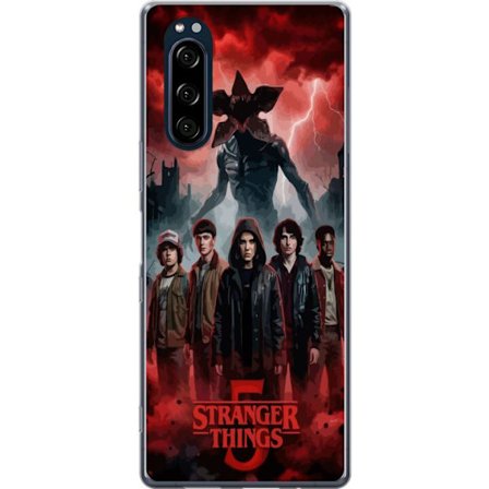 Yhteensopiva Puhelinkuori Sony Sony Xperia 5 Pimeä Stranger Things -inspiroima fantasiakuvaus salamalla, dramaattisella taivaalla ja intensiivisellä