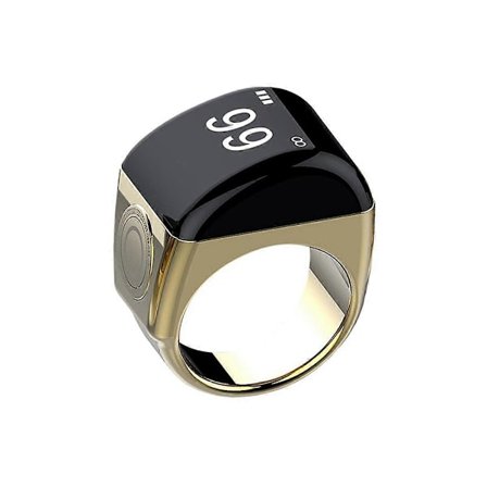 Smart ring i zinklegering + Laddningsbox Vattentät Digital Räknare APP-styrd Display 5 Påminnelser om Bönetider Guld, 20mm