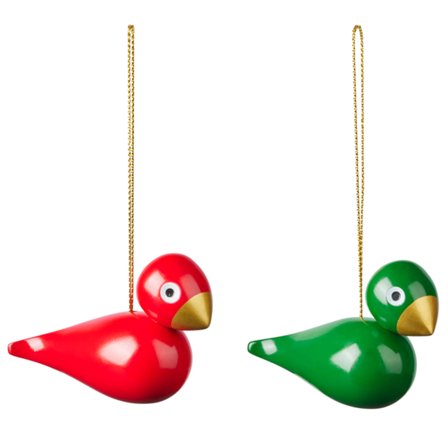 Kay Bojesen julfåglar 2 st, röd/grön | Inredning > Juldekorationer > Julhänge | Bagaren och Kocken