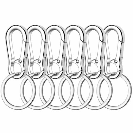 Karabinhager nøglering med nøglering 6 stk metal karabinhager med aftagelig nøglering, stabil nøgle karabinhager krog