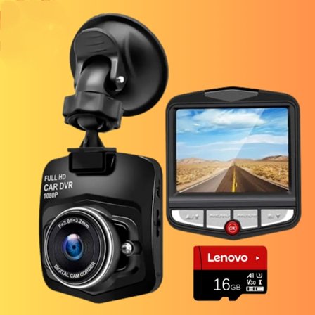 Dashcam Bilkamera Dashboard Full HD 16GB SD-kort Videoinspelare Blå och 16G