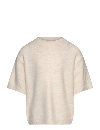 Sweater Knitted Short Sleeve Cream Lindex