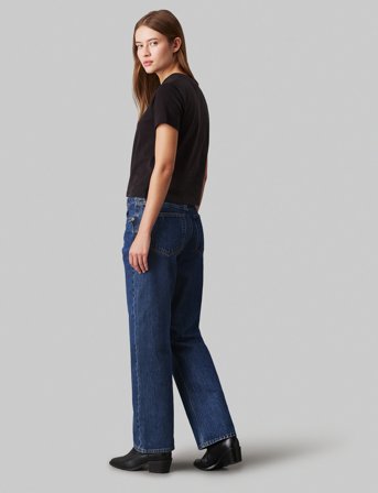 Calvin Klein Jeans Woven Label Peached Baby Tee - Black - XL