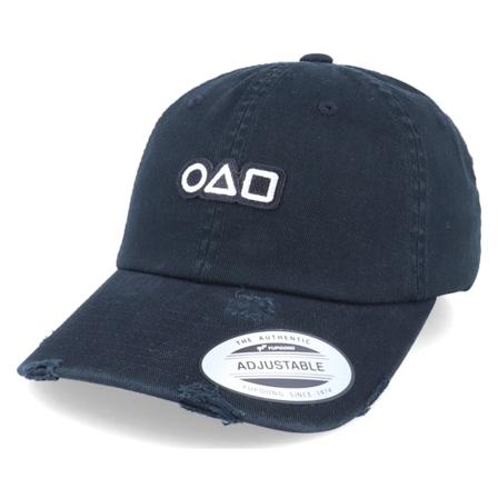Scenes - Squid Guard Icons Patch Destroyed Black Dad Cap Unconstructed Black Cap - @ Hatstore