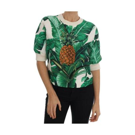 Dolce & Gabbana Pineapple Banana Sequins Crewneck Sweater Grøn, Dame