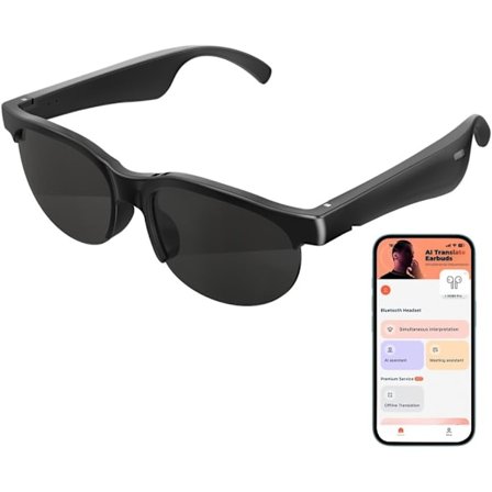 2025 Uusin malli Ai-kääntäjälasit, kääntäjä älylasit, GPT:n tehostama AI-kääntäjä, musiikki Bluetooth-aurinkolasit, tukee yli 100 kieltä