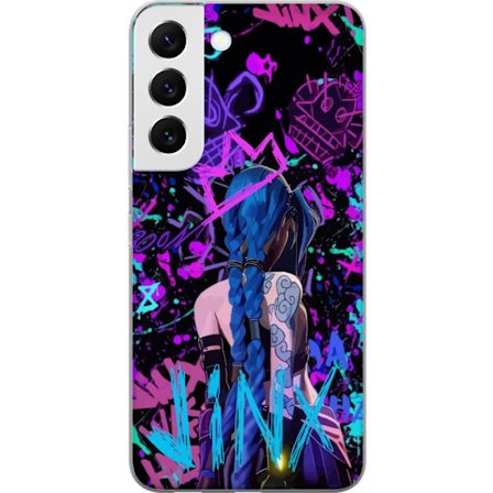 Kompatibelt Mobildeksel til Samsung Samsung Galaxy S22+ 5G Fargerik graffitiillustrasjon med en karakter med blått hår i en bygatekunststil