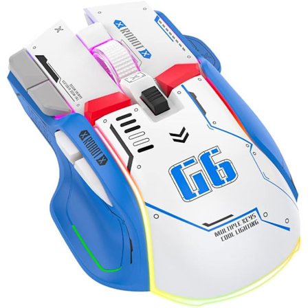 G6 Langaton pelihiiri, Bluetooth-hiiri, 3-tilan yhteys, Mecha-tyylimuotoilu, 12 näppäintä, 11 RGB-valaistus, 5 säädettävää DPI, 4000 FPS, Ergonomia