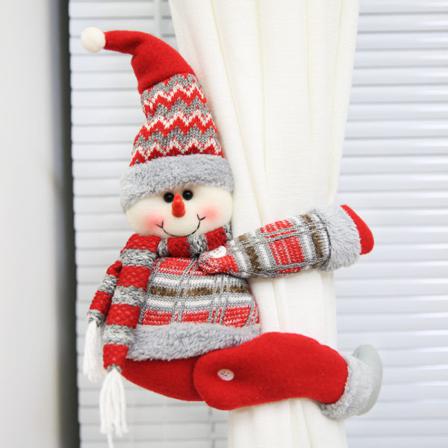 2 St Julgardinspänne Tecknad Docka Dekoration (snögubbe)