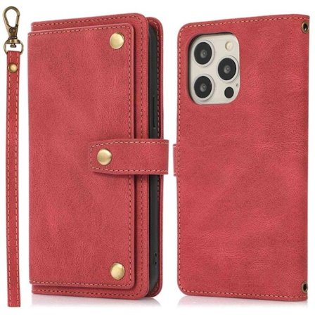 iPhone 14 Pro Plånboksfodral Flip - Röd