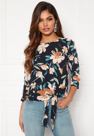 ONLY Nova Lux L/S 3/4 Knot Top Night Sky AOP Flower Klær