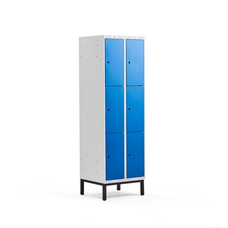 Kleiderspind CLASSIC mit Beingestell, 2 Module/3 Türen, 1940 x 600 x 550 mm, blau