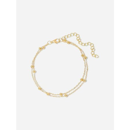 Guldpläterad Dubbel Vristlänk med kedja med kulor