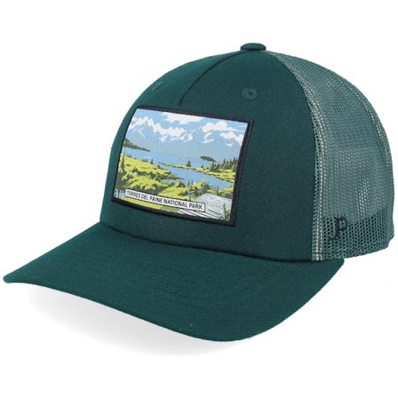 Jim Pilleus - Torres Del Paine National Park Dark Green A-Frame Trucker Trucker Green Cap - @ Hatstore