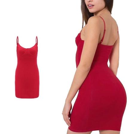 Kvinnors Shapewear Bodydress Sexig Slim Body Sling Kort Kjol Inslagen Rumpa Klänning Red M