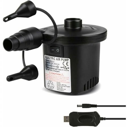 Elektrisk luftpumpe, oppladbar elektrisk inflator med fylling, rask å blåse opp/tømme 3 tips og 5V USB-adapter inkludert for luftbasseng oppblåsbar