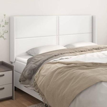 Vidaxl Huvudgavel Med Kanter Vit 183x16x118/128 Cm Konstläder Vit