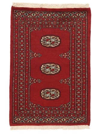 Handgeknoopt Pakistan Bokhara 2Ply Vloerkleed 62X91 Donkerrood/Zwart