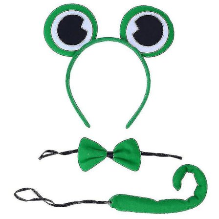 3 stk. Barn Øre Hodebånd Sløyfe Haler Sett Fest Cosplay Kostyme (frosk)