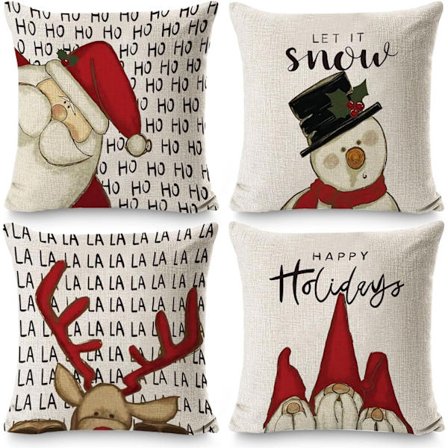 4-pack Julkuddöverdrag, 45 x 45 cm Julkuddöverdrag, Julkuddar, Juldekoration, kuddöverdrag