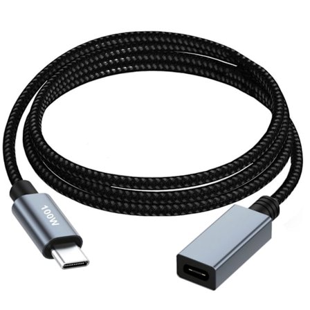 USB C hane till hona förlängningskabel 100W PD Snabbladdning 480MBPS Dataöverföring Nylon
