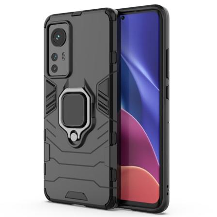 SKALO Xiaomi 12 Armor Hybrid Metallring skal - Svart Svart