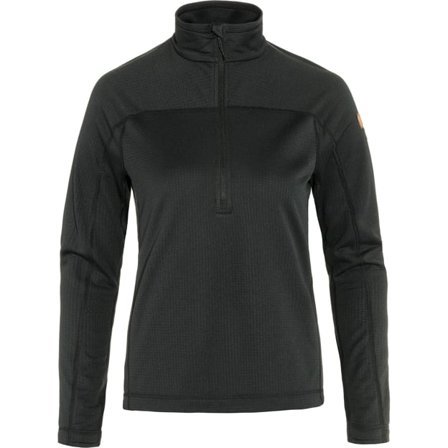 Fjällräven Women's Abisko Lite Fleece Half Zip in Black | Size: XL, Recycled Polyester