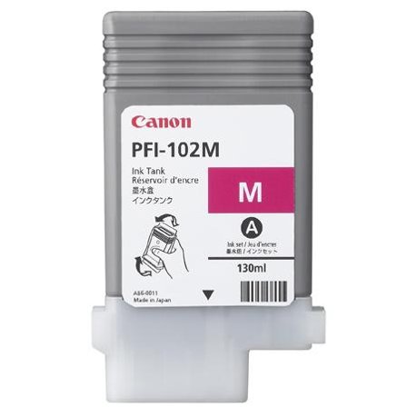 Canon PFI-102 M - 130 ml - fargestoffbasert magenta - original - blekkbeholder - for imagePROGRAF iPF500, iPF510, IPF600, iPF605, iPF610, iPF700,