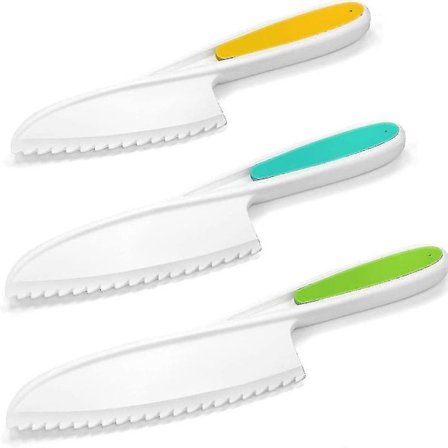 Småbarns kjøkkenutstyrsett - Sikker kjøkkenknivsett for småbarn for ekte matlaging med trygge plastkniver for småbarn - Kjøkkenbrett for barn