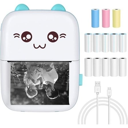 Fotoskrivare, bärbar termisk skrivare, Mini Bluetooth-fickskrivare med 13 rullar termopapper