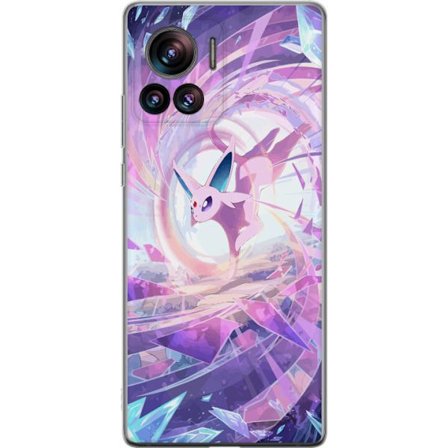 Kompatibel Mobilcover til Motorola Motorola Edge 30 Ultra Espeon Pokémon med krystaller - Magisk lilla og blåt fantasy-inspireret motiv