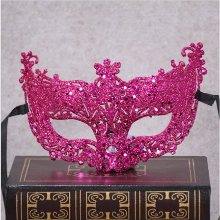 Venezia Sexy Golden Fox Mask Masquerade Dansemask rose rød