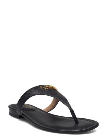 Ellah Tumbled Leather Sandal Black Lauren Ralph Lauren