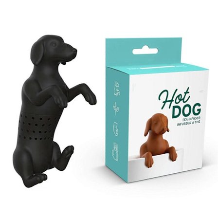 1 Set Tesil Tätt Hål Värmebeständig Avtagbar Lätt att Fylla Bra Genomsläpplighet Tecknad Hundform Te Diffuser Bar Verktyg KAESI Svart Svart