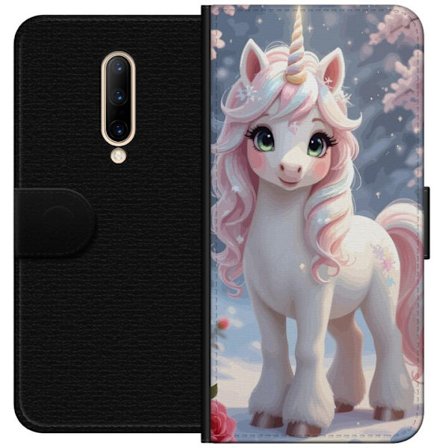 Kompatibelt Lommeboketui til OnePlus 7 Pro Minimalistisk glitchtypografi med teksten cute but psycho i neonlignende fargeeffekt