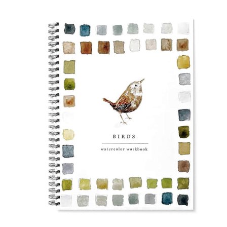 Akvarellarbeidsbok 12 Farger Fugler Blomster Dyr Barn Akvarell Malebok Kunst Håndverk Maling{hw}