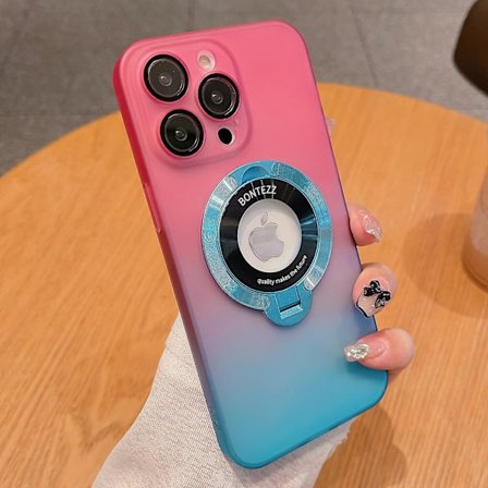För Iphone 13 Pro Kickstand Gradient Color Phone case Hårt PC- cover Kompatibel med Magsafe