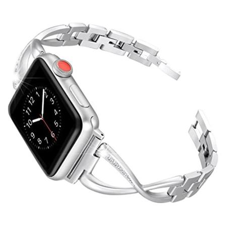 Yhteensopiva Apple Watch -ranneke 38mm 40mm 42mm 44mm Iwatch Series Naisten tyylikkäät korutarvikkeet Ruostumattomasta teräksestä valmistettu 