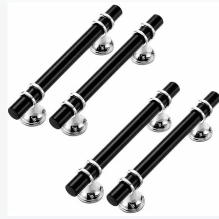 Skaphåndtak, 4 stk. svarte kjøkkenskapshåndtak, dørknott