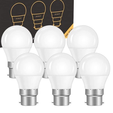 6-pak B22 bajonetpærer 5W, LED golfpærer varm hvid 3000K, 40
