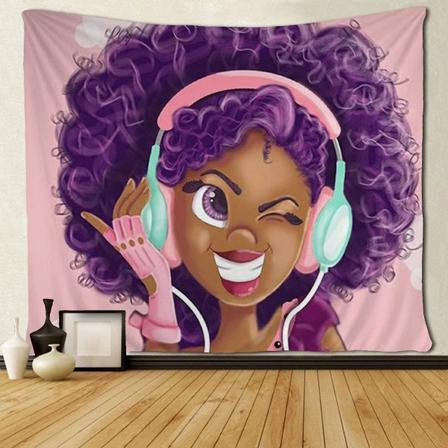 Tapestry Black Girl Love Hippie Art Vägghängande 130*150cm