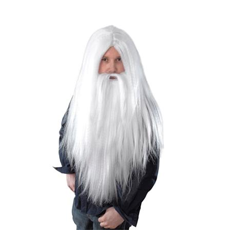 Bristol Novelty Herr Lång Trollkarl Peruk Och Skägg En Storlek Vit White One Size