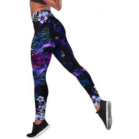 Leggings för Yetsye kvinnor Plus Size, damer hög midja mönstrade leggings mjuk rumpa