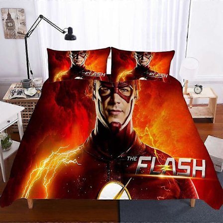 Flash Superhelt Sengetøy Sett Sengekappe + 2 Putetrekk + Dynetrekk, Helt 06)