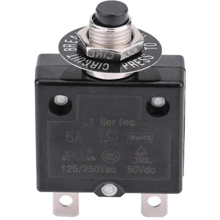 Sikring 5A Valgfri Tilbakestilling Termisk Bryter, 125-250V AC 50V DC Strøm Overbelastningsbeskyttelse Trykknapp Sikring(