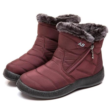 Vinter Lett Tykk Pels Ankel Vanntett 11cm Hæl Støvler For Dame CNMR maroon 38