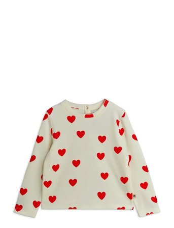 Mini Rodini Hearts Aop Velour Top - Cream - 104/110