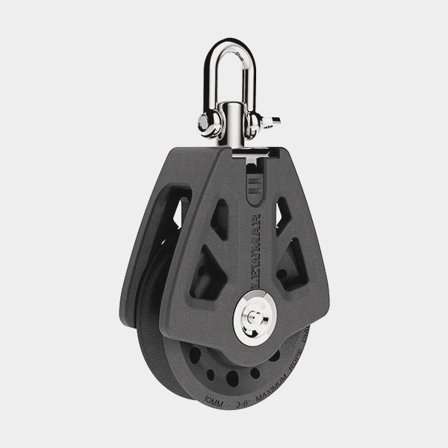 Moitão simples com manilha Lewmar Synchro 60, fixo/giratório, com rolamento de deslizamento, para cabos Ø8 - 10 mm