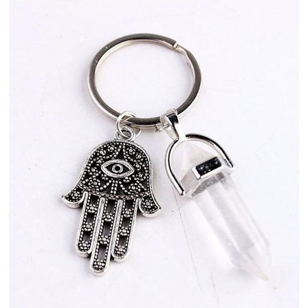 Nyckelring Bergskristall Hamsa Fatimas Hand Kvarts Symbol - high quality