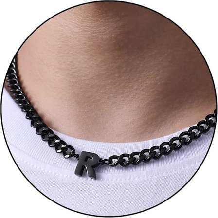 Initial A-z Kubansk Länk Halsband För Pojkar Män Kvinnor Bokstav Hänge Rostfritt Stål 6.5mm 18+2 Tum Smyckesgåva